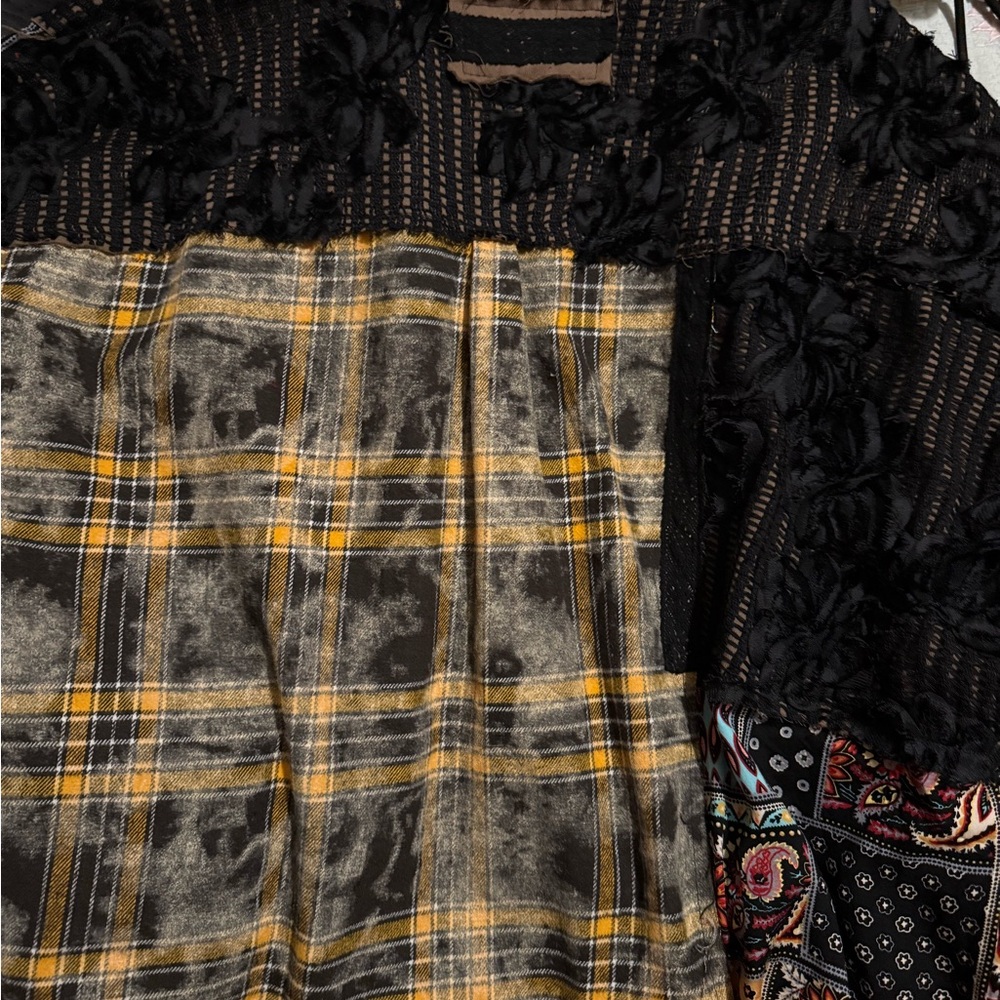 Multicolor Patchwork Button-Up Shirt - image 4